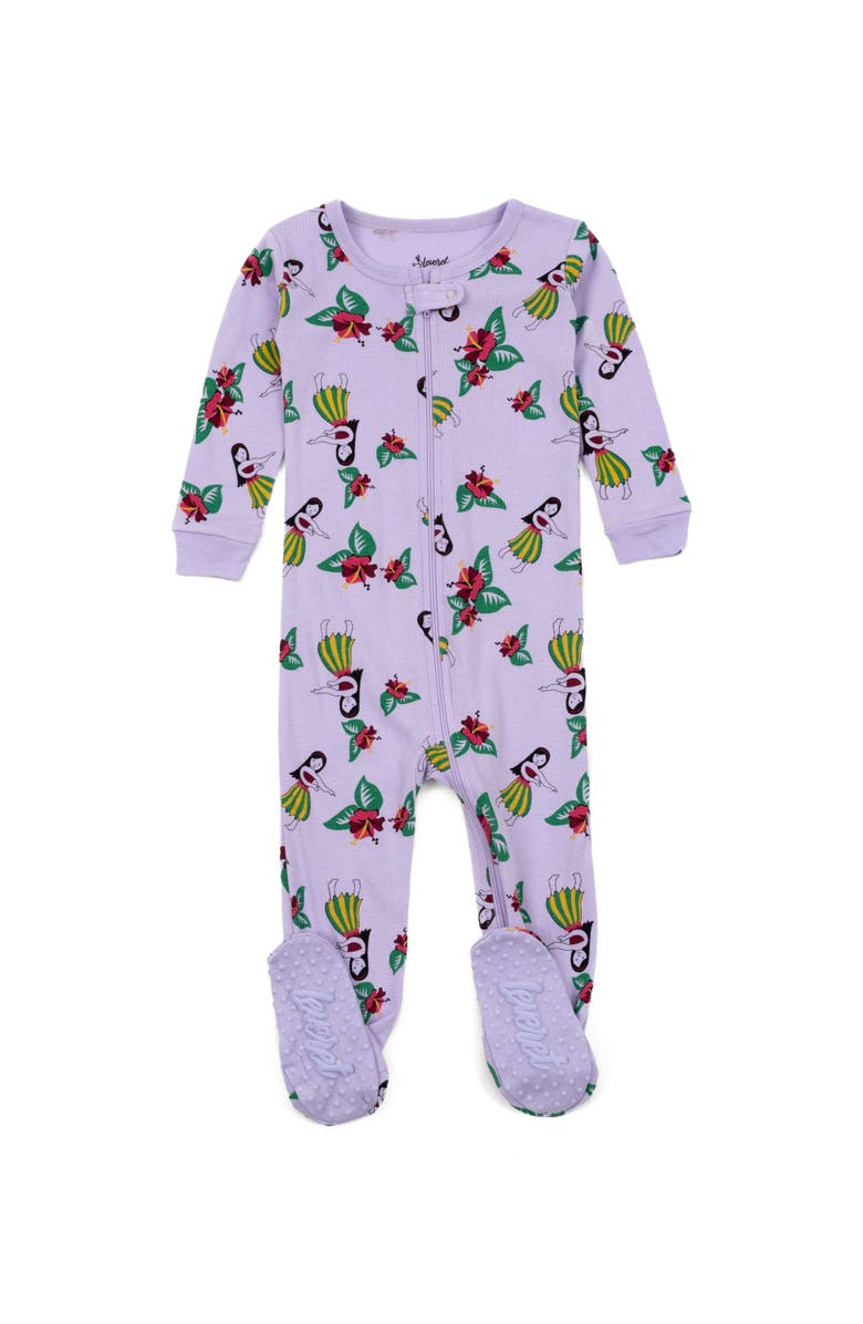 Leveret Footed Printed Cotton Pajamas, Animal, Holiday & Fun Prints, Main, color, Hula