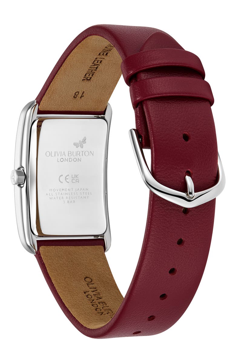 Olivia Burton Grove Rectangular Leather Strap Watch, 23mm, Alternate, color, 