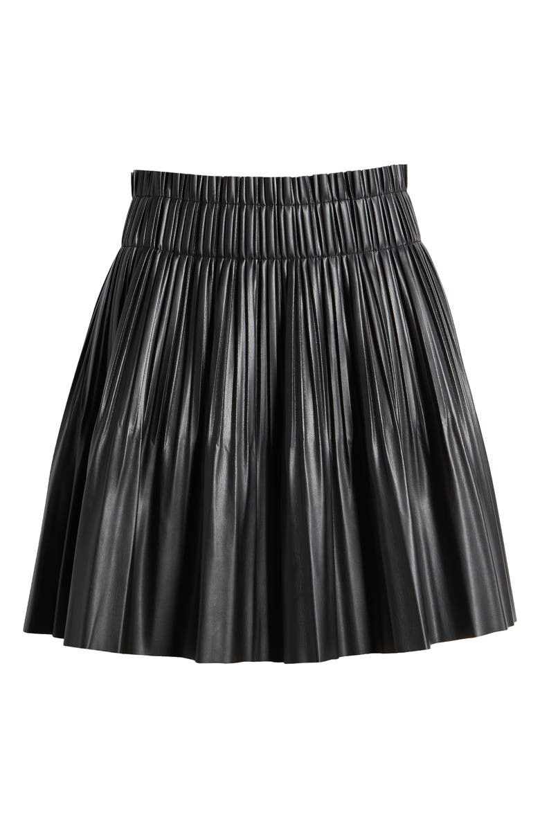 Avec Les Filles Faux-Ever Leather<sup>™</sup> Pleated A-Line Miniskirt, Alternate, color, 