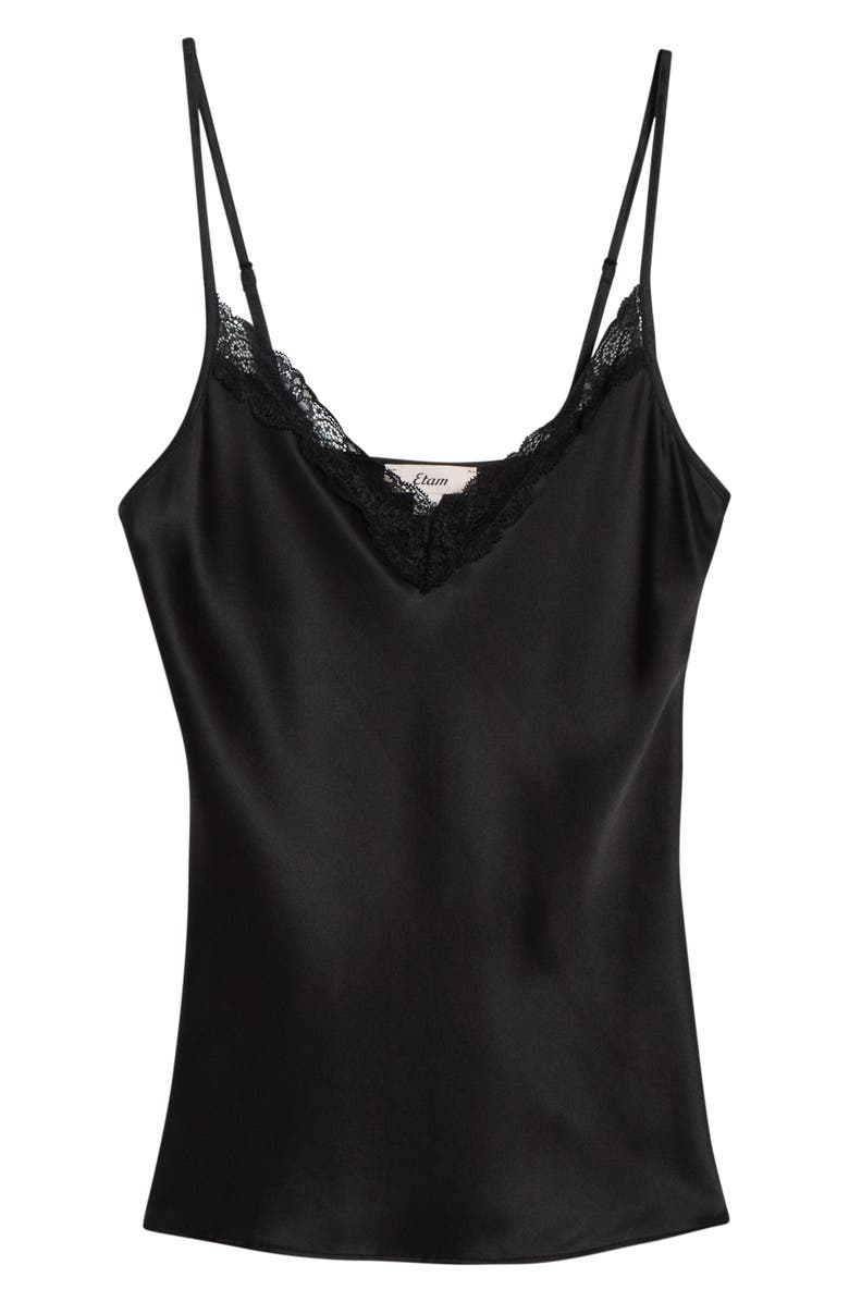 Etam Milky Silk Camisole, Main, color, Black