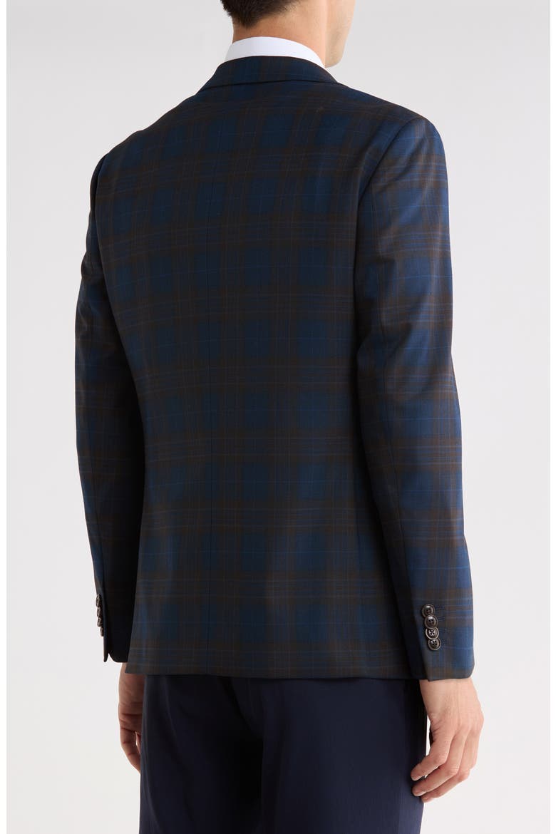 Slim Fit Plaid Sport Coat, Alternate, color, BLUE/ BROWN PLAID