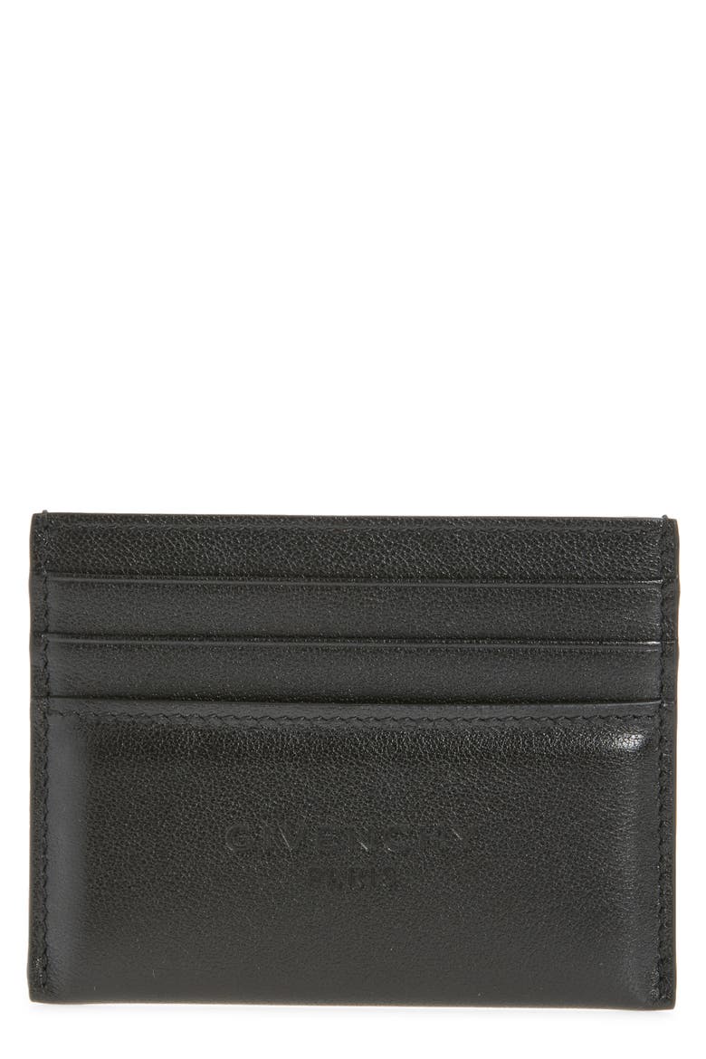 Antigona Stamped Padded Card Holder, Main, color, BLACK