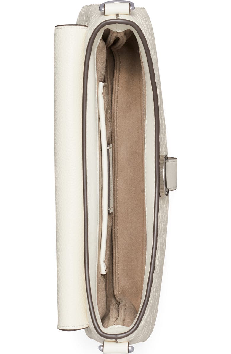 Tory Burch Small T Monogram Soft Pebble Leather Shoulder Bag, Alternate, color, Warm White