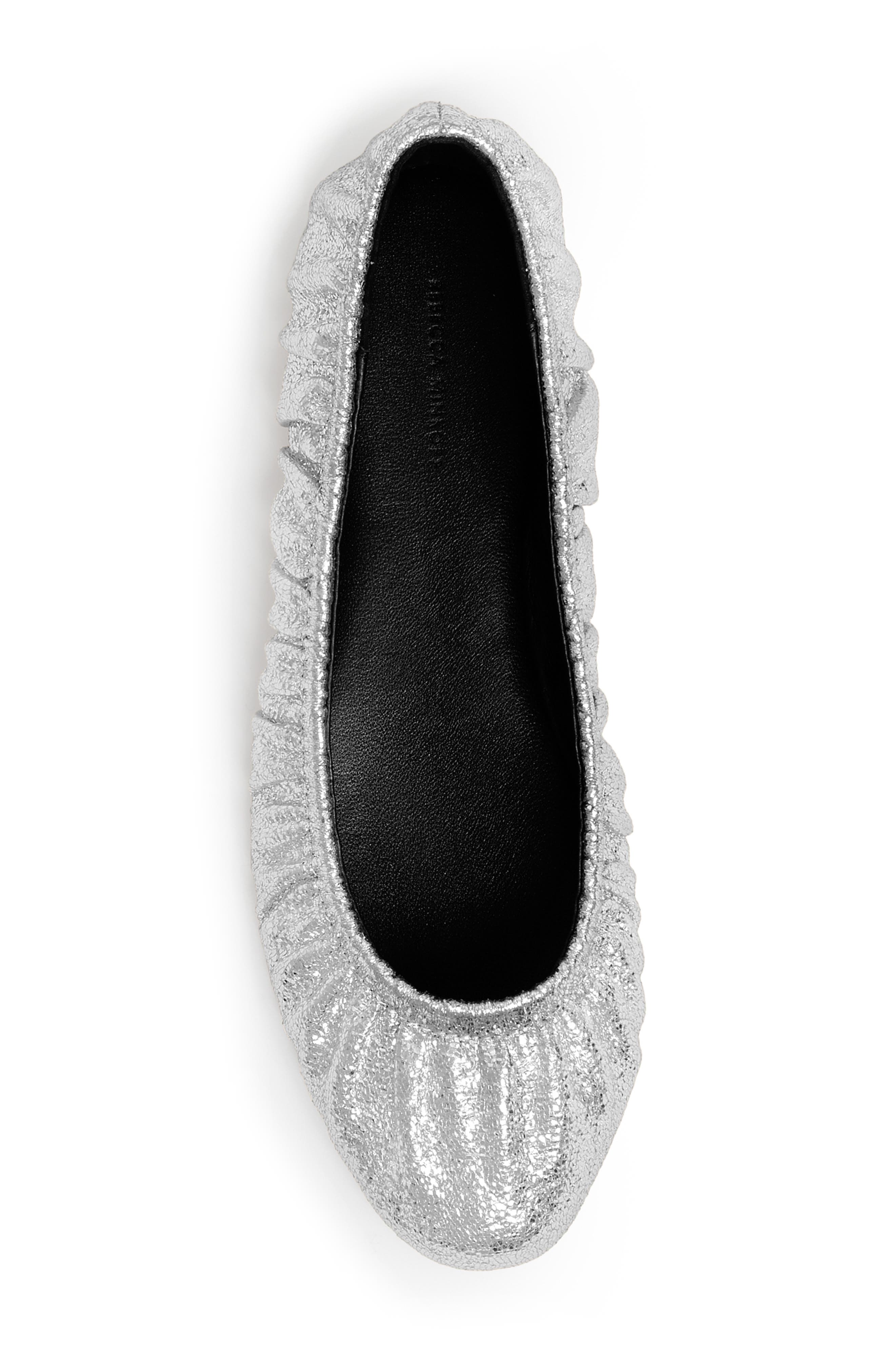 Rebecca Minkoff Ruched Ballet Flat, Alternate, color, Silver
