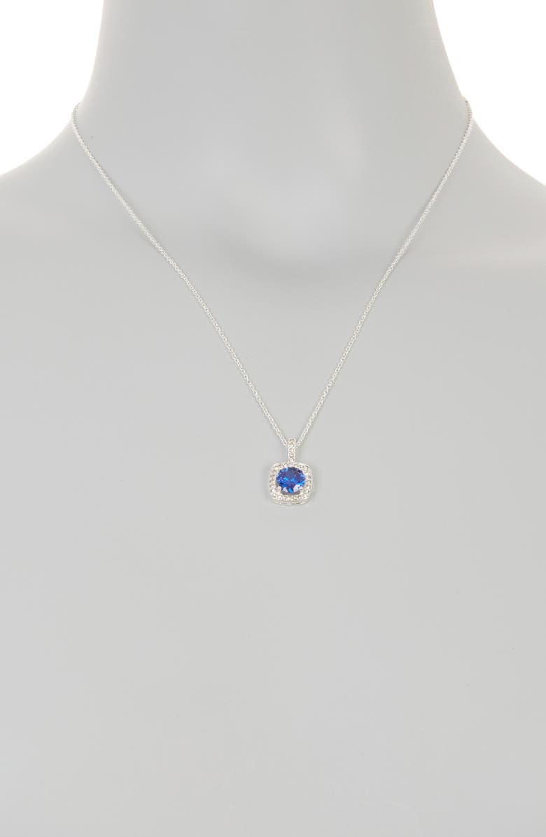 Danecraft CZ Cushoin Cut Pendant Necklace & Earrings Set, Alternate, color, Silver