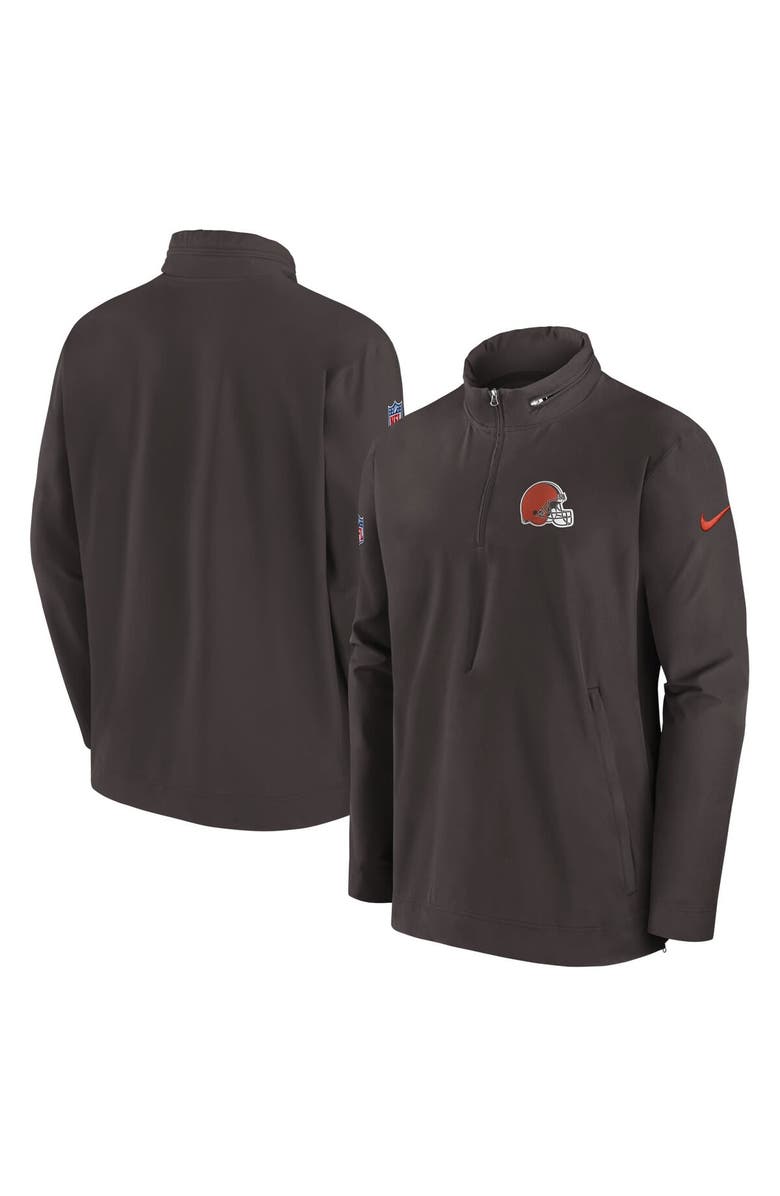 Nike Men's Nike Brown Cleveland Browns Sideline Coach Half-Zip Jacket, Alternate, color, 