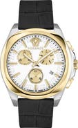 Versace Medusa Chrono Swiss Quartz Leather Strap Watch, 40mm