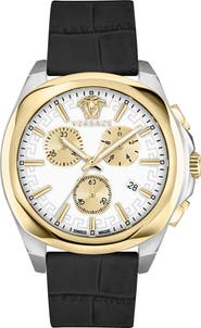 Versace Medusa Chrono Swiss Quartz Leather Strap Watch, 40mm