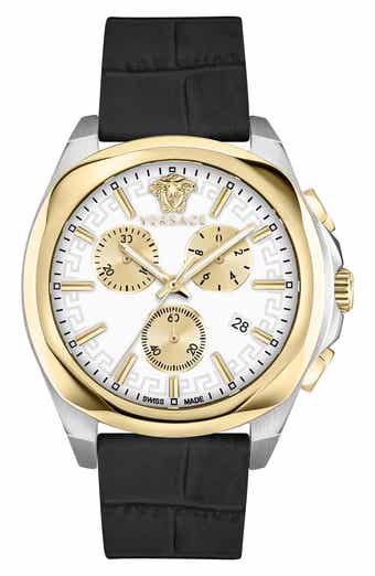 Versace Medusa Chrono Swiss Quartz Leather Strap Watch, 40mm