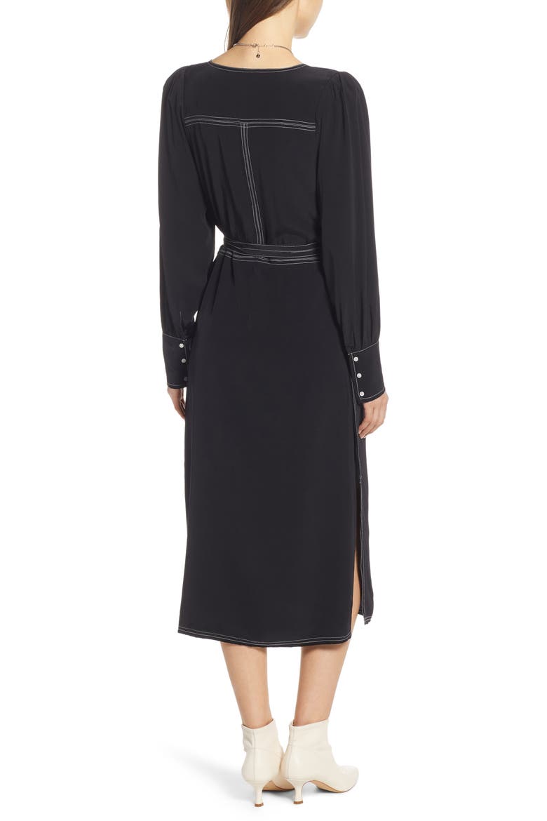 Side Slit Midi Dress (Nordstrom Exclusive), Alternate, color, BLACK