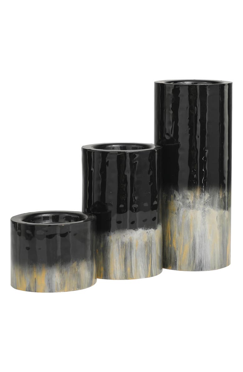 VIVIAN LUNE HOME 3-Piece Metal Candleholder Set, Alternate, color, Black