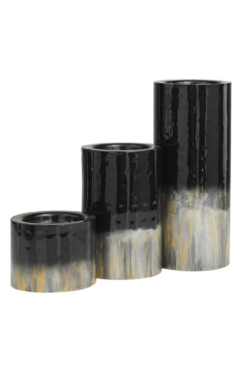 Vivian Lune Home 3-piece Metal Candleholder Set In Black