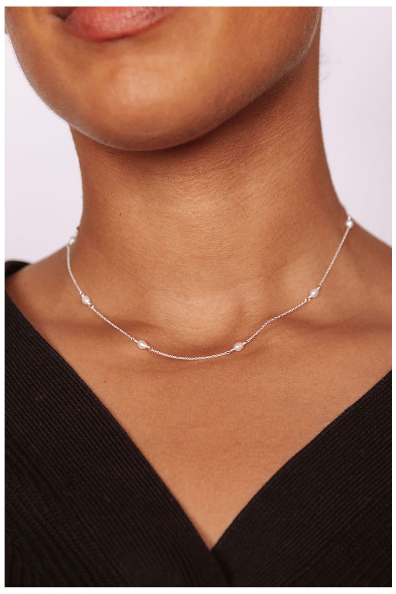 Madeline Freshwater Pearl Station Necklace, Alternate, color, SILVER