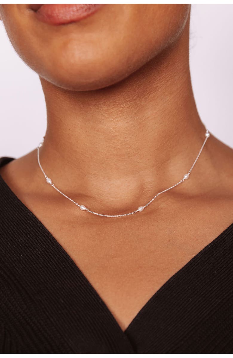 Set & Stones Madeline Freshwater Pearl Station Necklace, Alternate, color, Silver