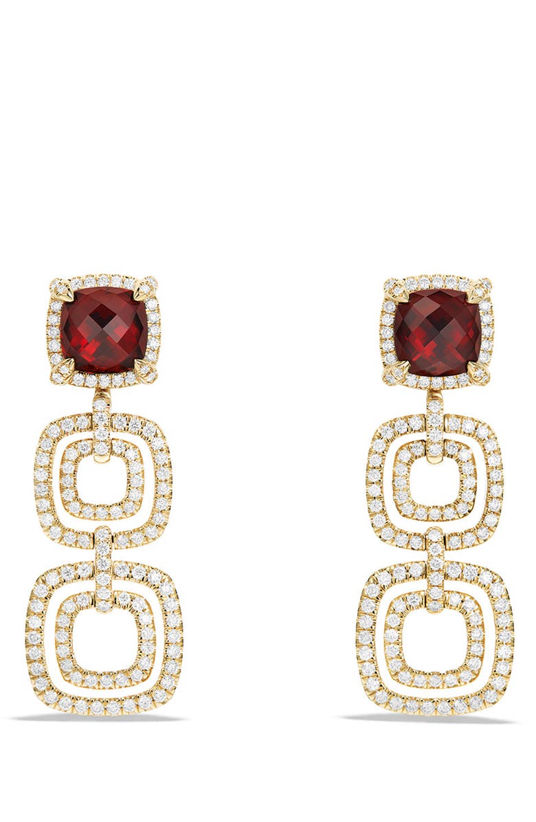 David Yurman Châtelaine<sup>®</sup> Pavé Diamond Bezel 18K Gold Convertible Drop Earrings, Main, color, 