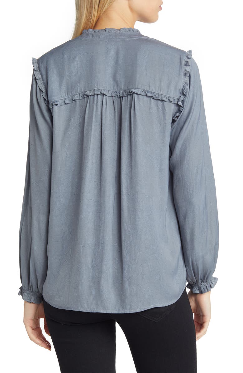 Wit & Wisdom Ruffle Split Neck Blouse, Alternate, color, 