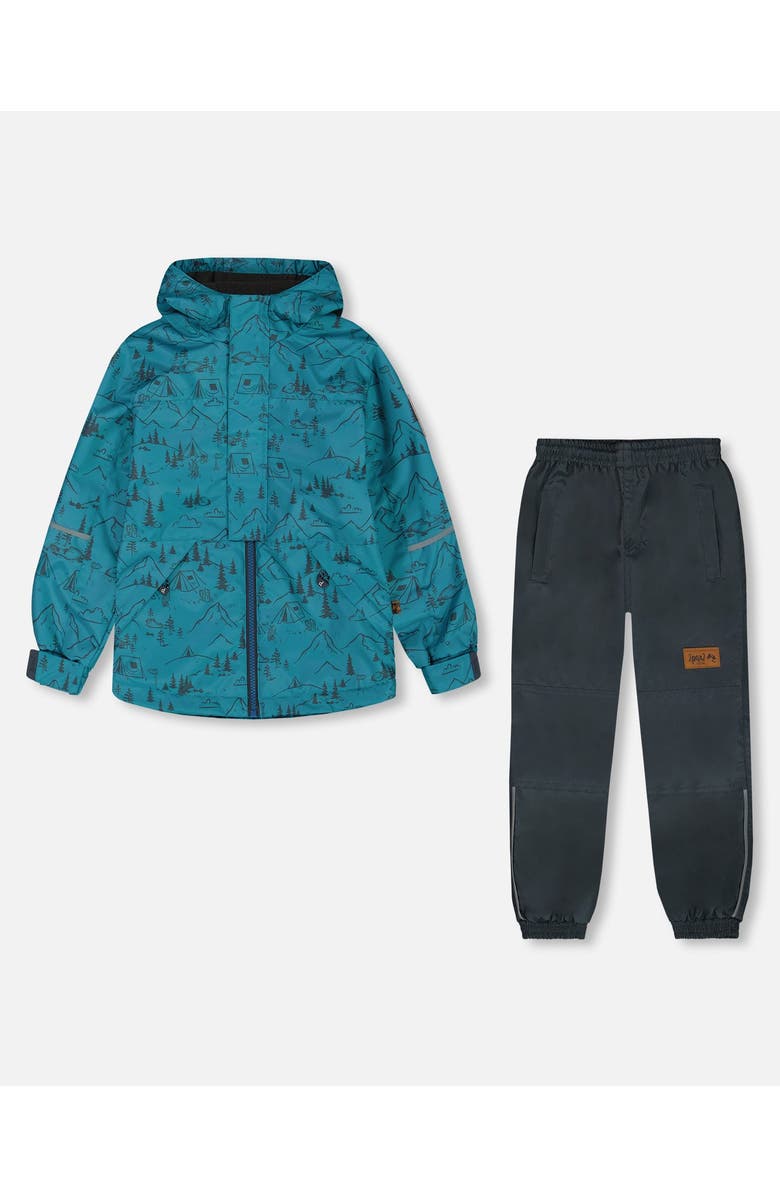 Deux par Deux Little Boy's Two-Piece Mid-Season Outerwear Set Blue And Gray, Main, color, Blue And Gray