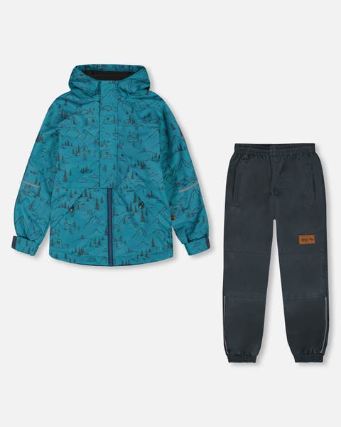 Little Boy's Two-Piece Mid-Season Outerwear Set Blue And Gray