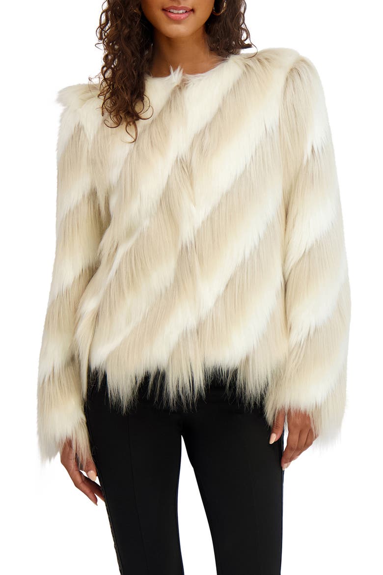 Short Wispy Faux Fur Jacket, Main, color, SAND