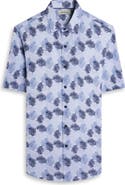 Bugatchi Orson Leaf Print Short Sleeve Button-Up Shirt
