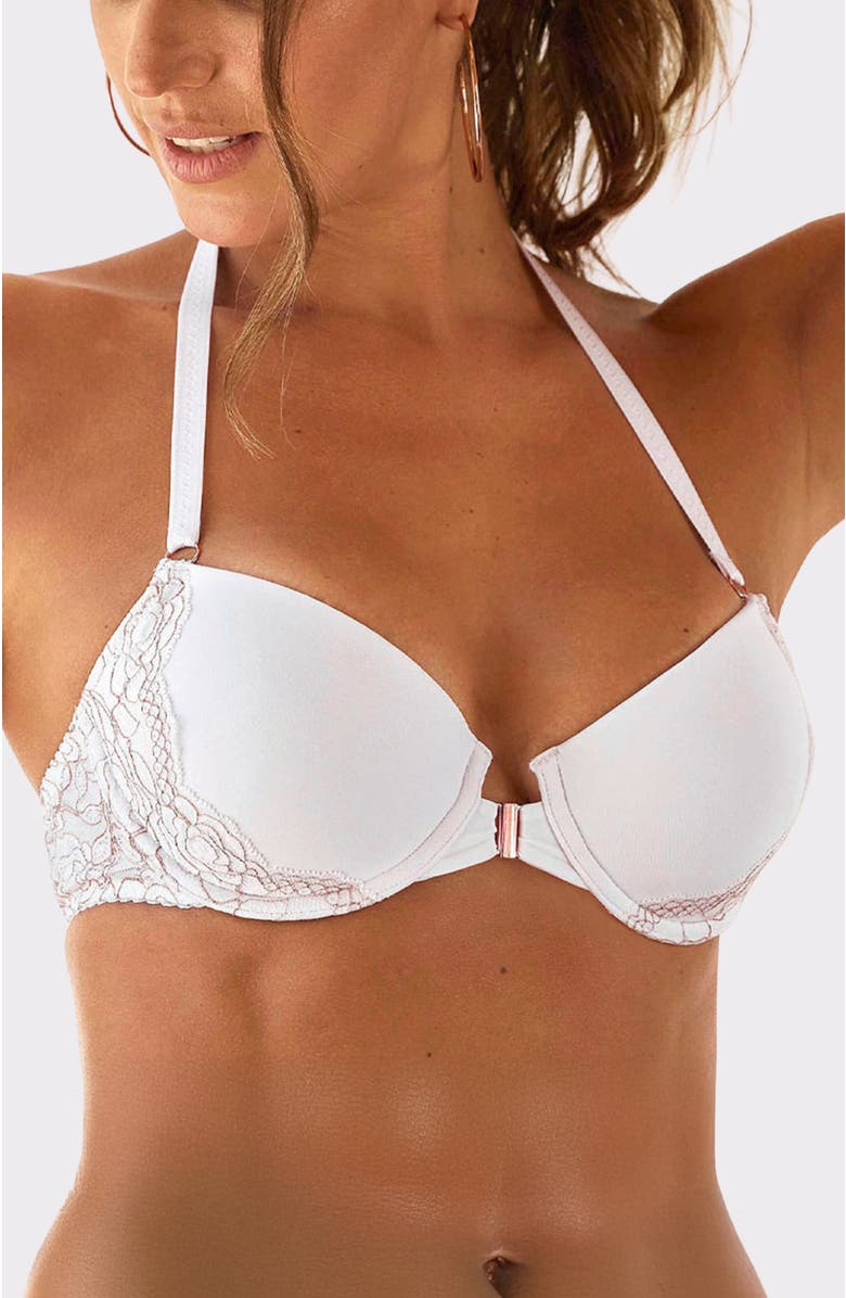 LASCANA Women's Front Closure Multiway Bra, Main, color, White Printed