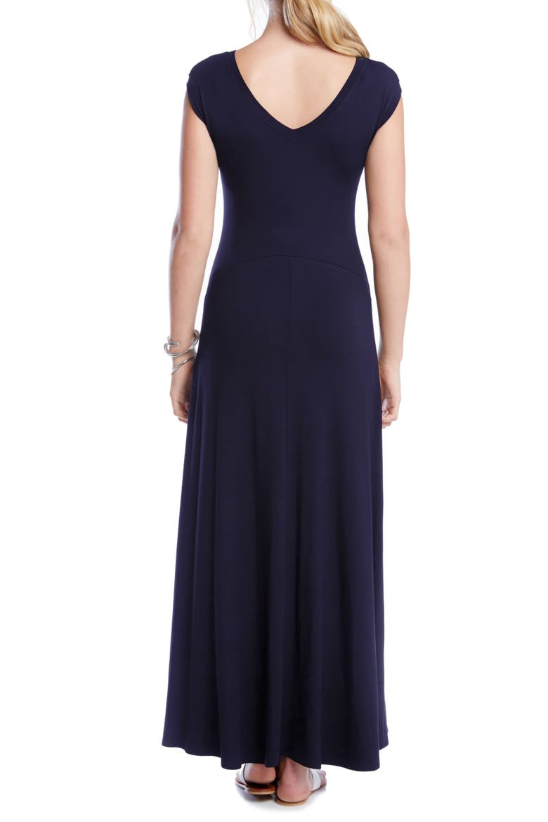 V-Back A-Line Midi Dress, Alternate, color, NAVY