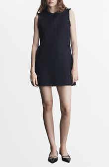 MANGO Cotton Blend Tweed Minidress