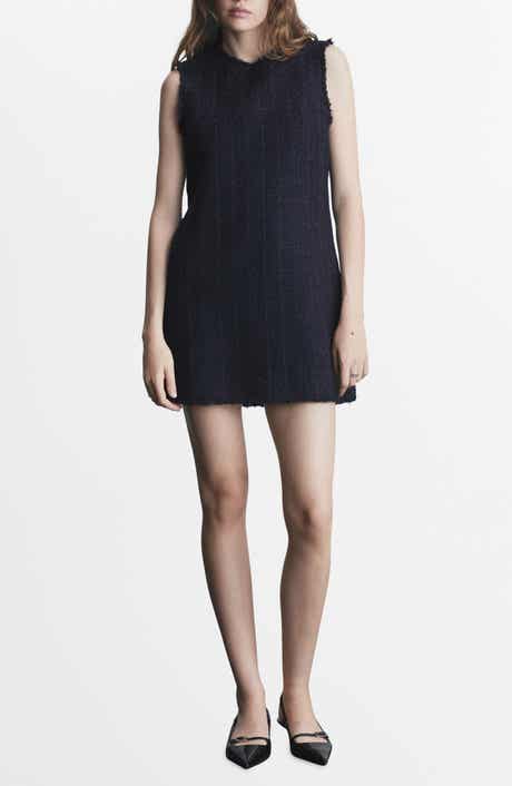 MANGO Cotton Blend Tweed Minidress