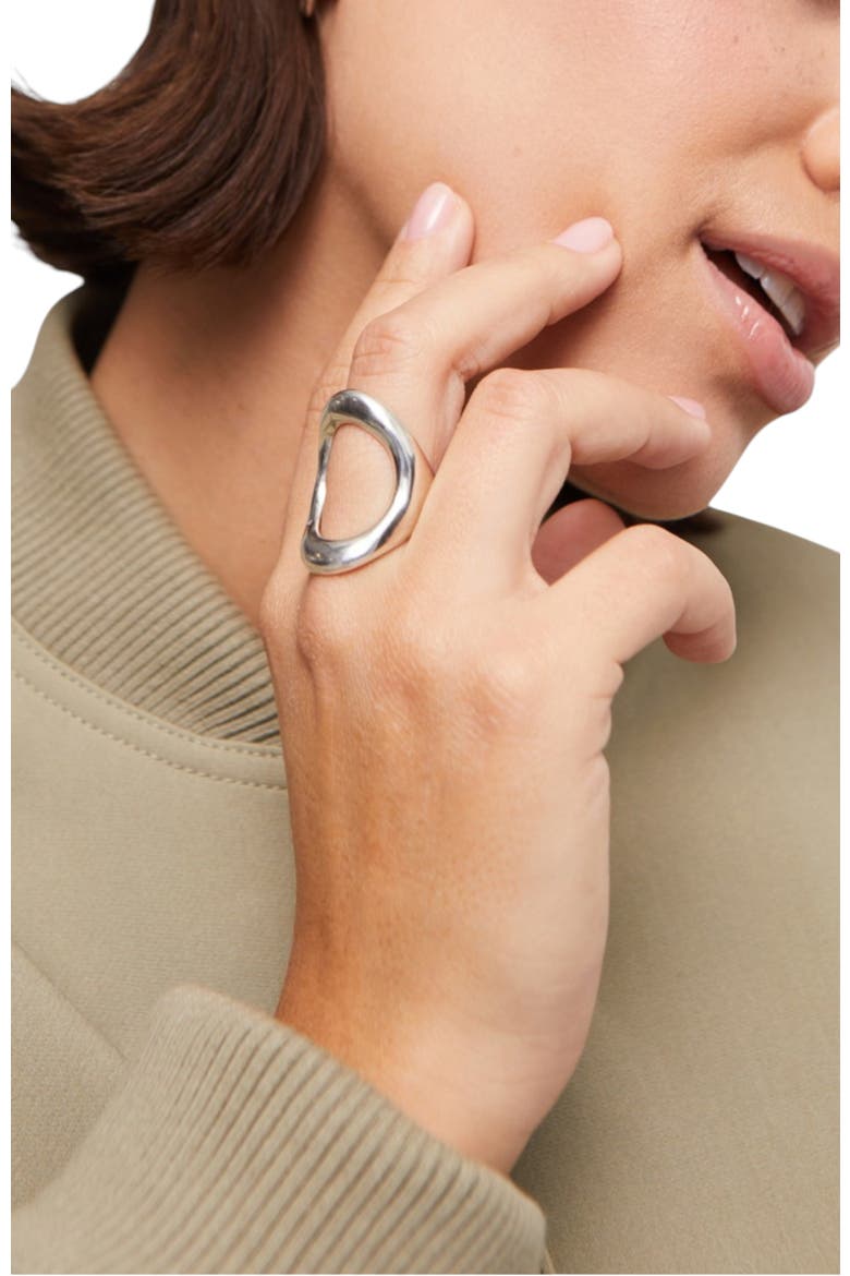 Open Oval Ring, Alternate, color, Silver