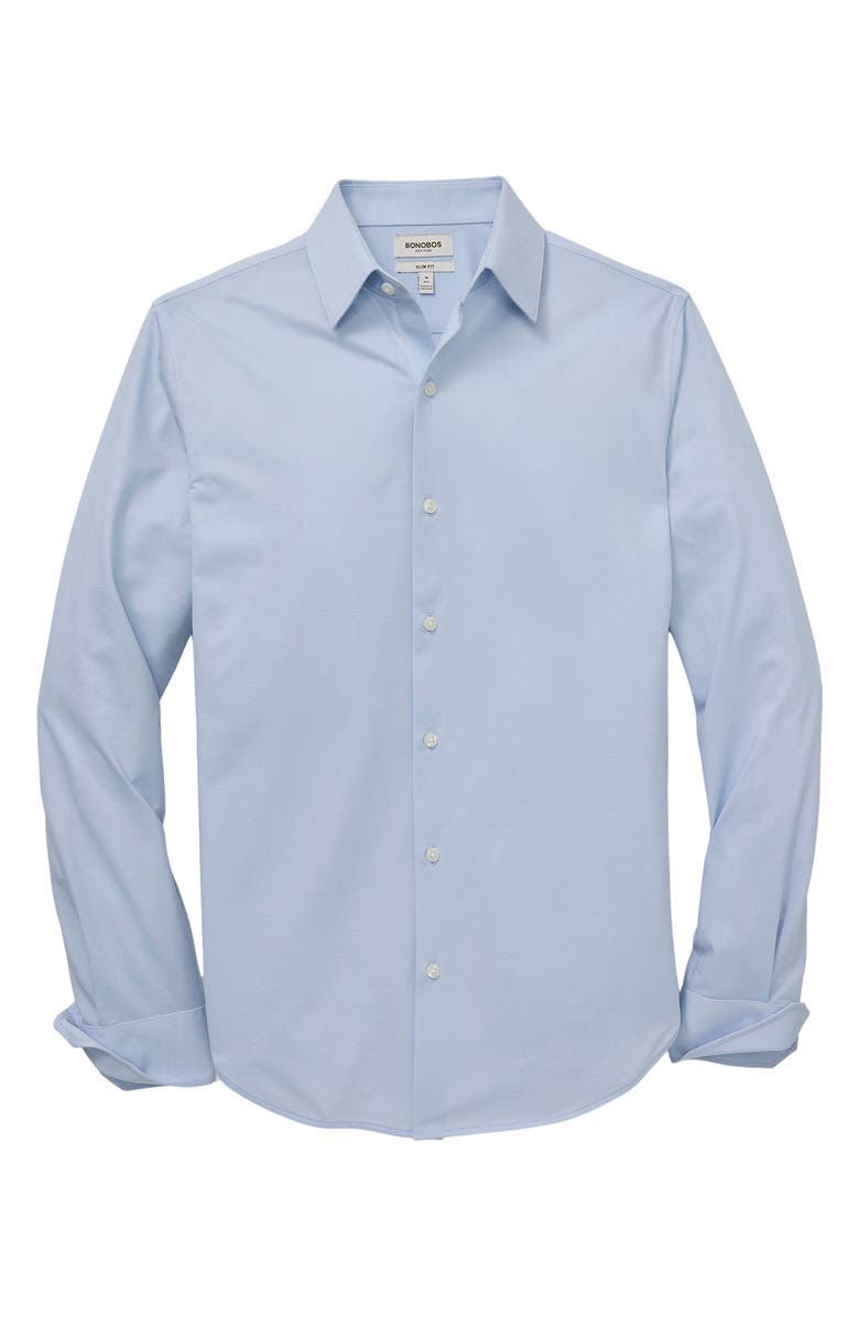 Bonobos Tech Light Blue Performance Cotton Blend Piqué Button-Up Shirt, Alternate, color, Birds Eye Texture V2 C2