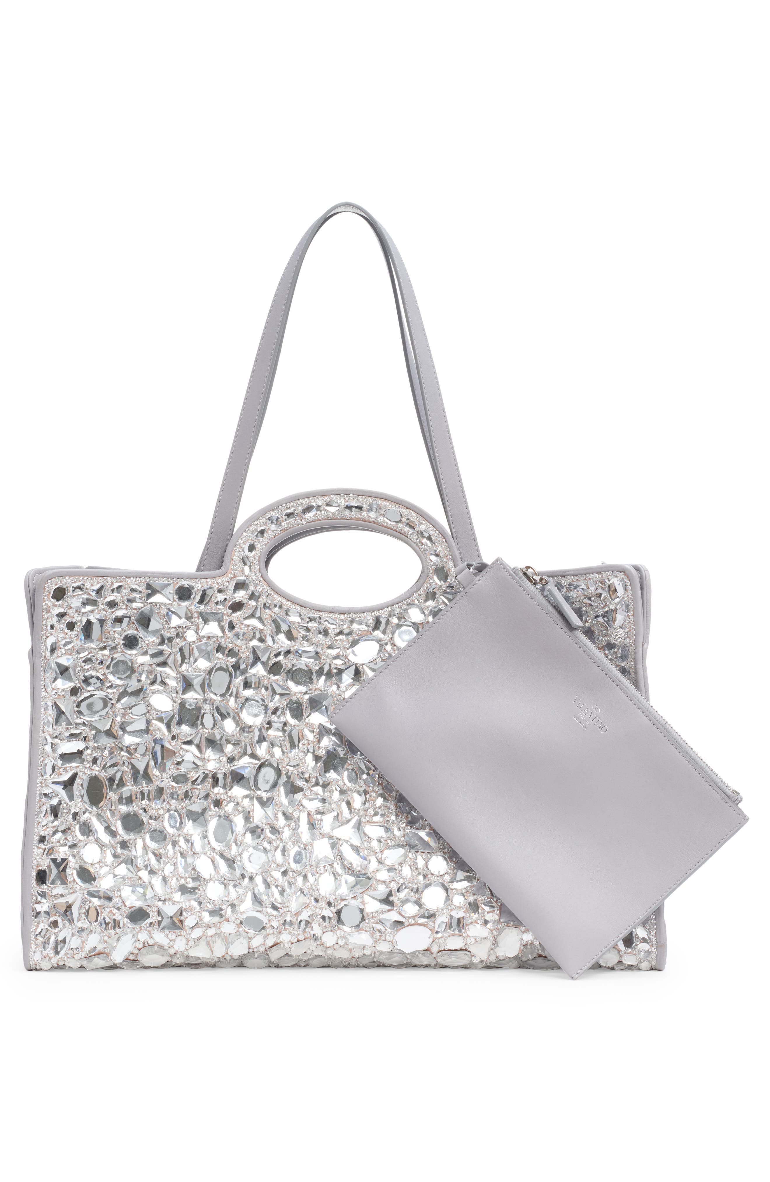 Valentino Garavani Le Troisième Crystal Embellished Tote, Alternate, color, 