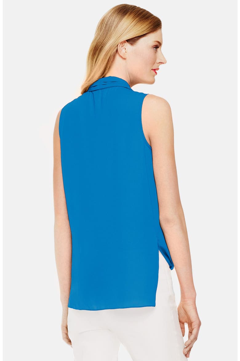 Faux Wrap High/Low Sleeveless Blouse, Alternate, color, ELECTRIC SKY
