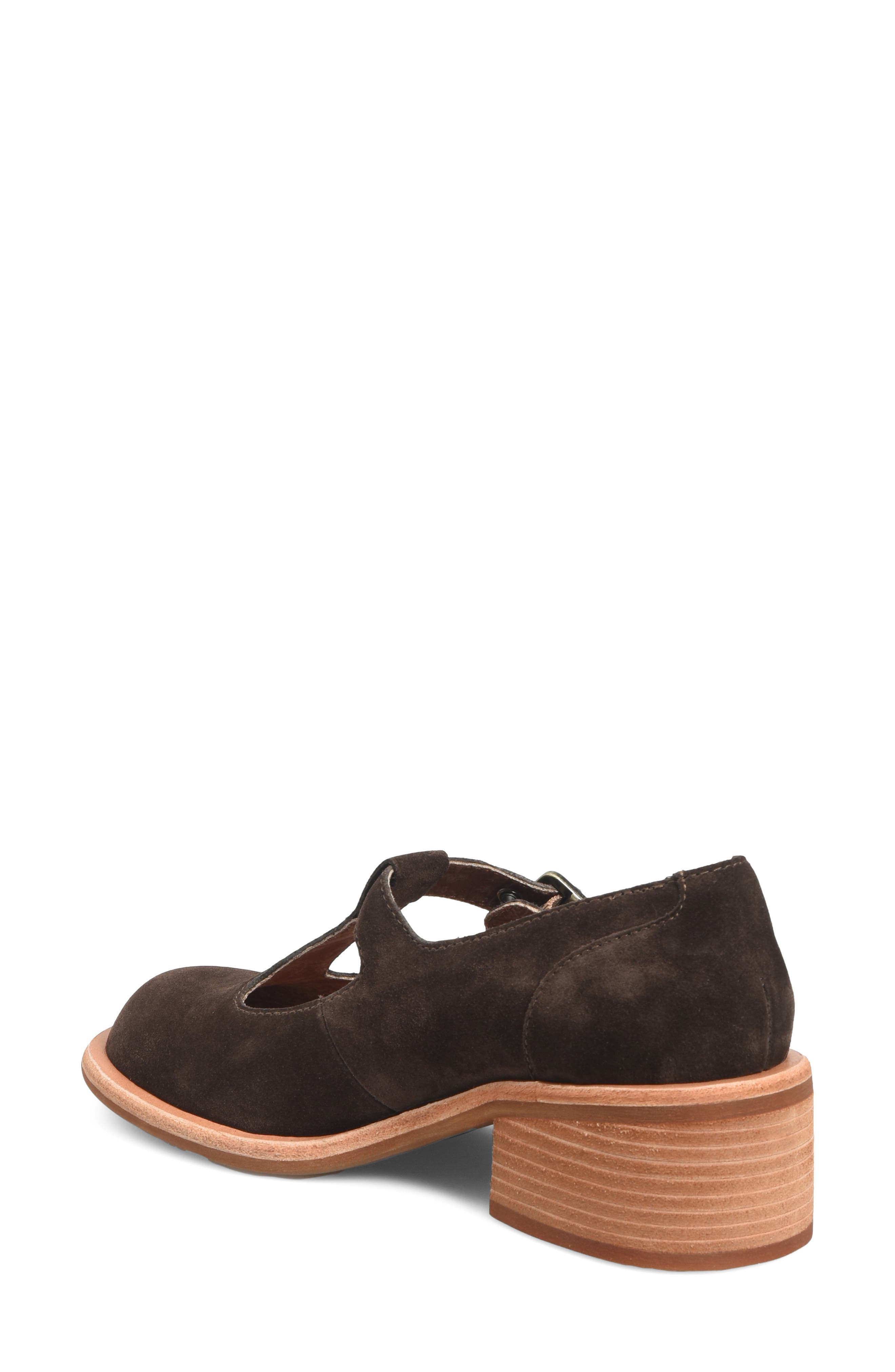 Jesse Leather T-Strap Pump, Alternate, color, DARK BROWN SUEDE