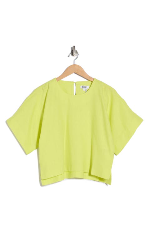 Boxy Short Sleeve Linen Blend Top