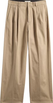 Dunst Double Pleated Wide Leg Chino Pants