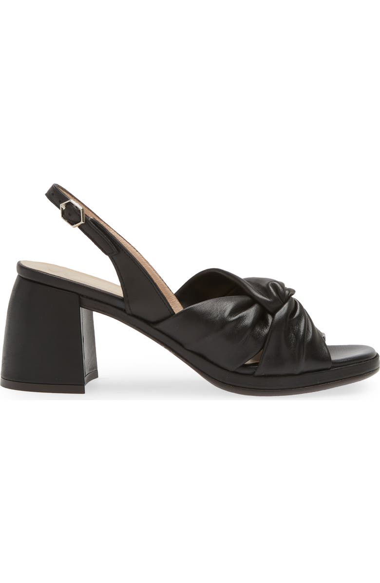 Wonders Knot Detail Block Heel Sandal, Alternate, color, Black Leather