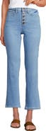 Lands' End High Rise Denim Button Front Kick Flare Crop Jeans
