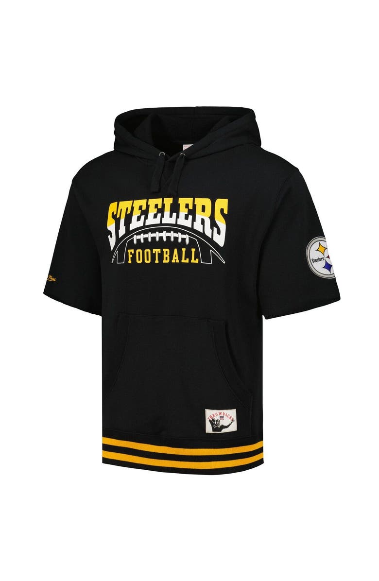 Mitchell & Ness Men's Mitchell & Ness Black Pittsburgh Steelers Pre-Game Short Sleeve Pullover Hoodie, Alternate, color, Black