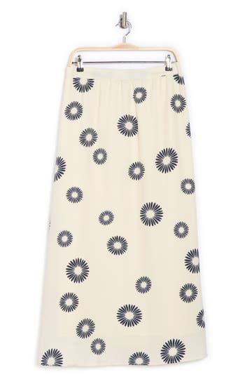 Bobeau A-line Maxi Skirt In Antique White/navy Daisy