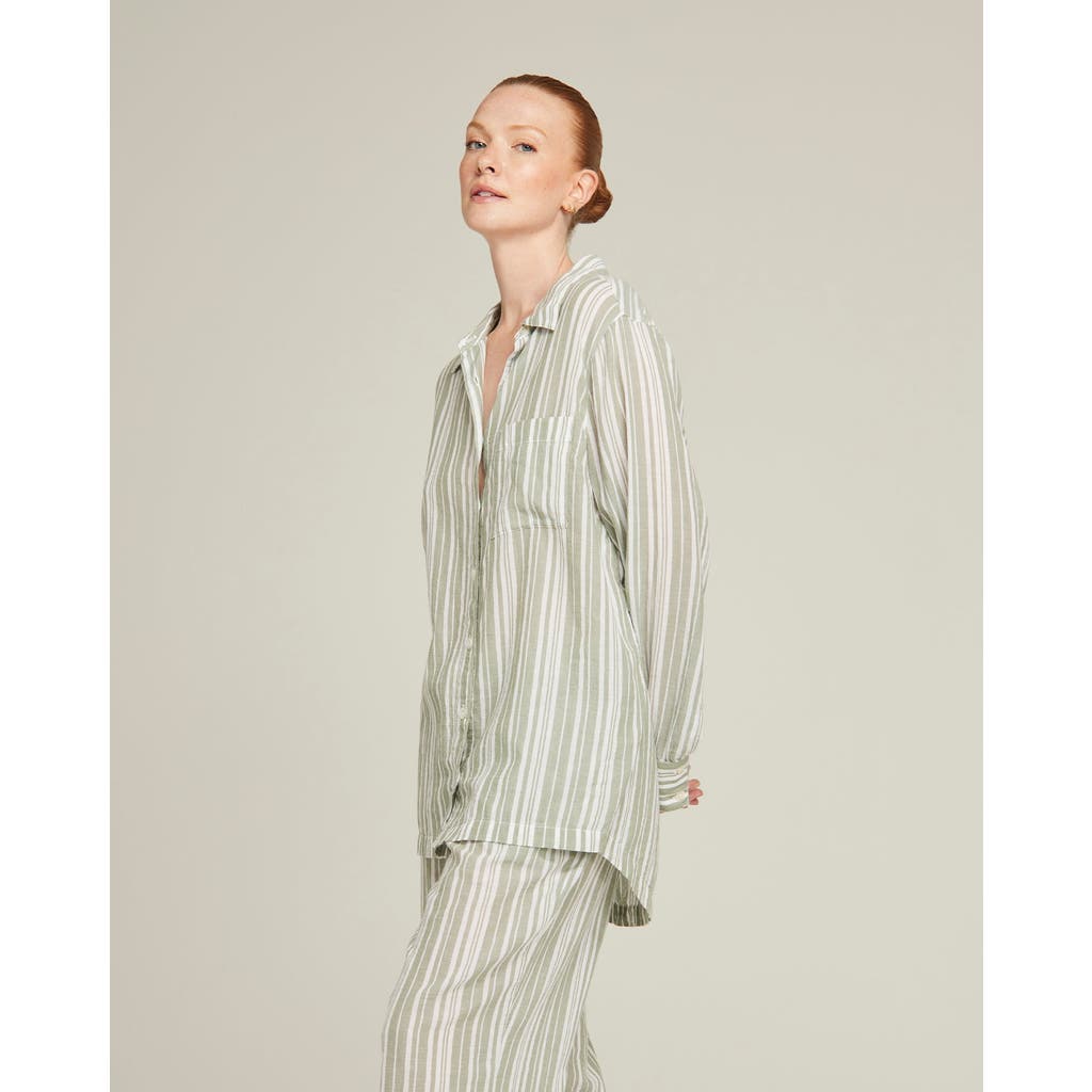 Nudea The Midi Shirt In Sage Stripe