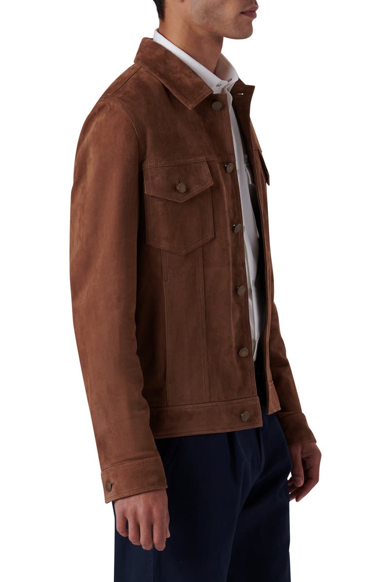 Bugatchi Western Suede Shirt Jacket, Alternate, color, Tobacco