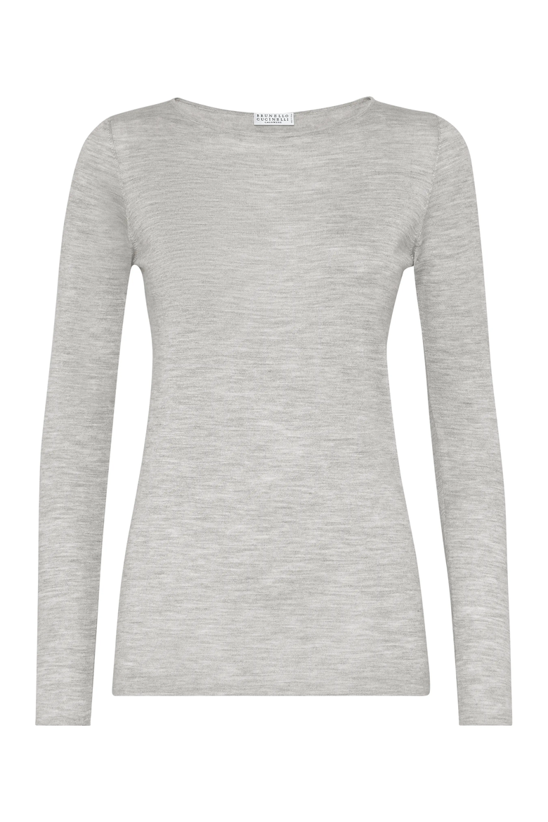 Cashmere and silk sweater, Main, color, Light Grey