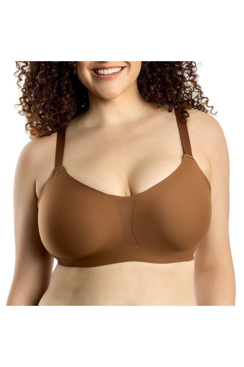 Simplicity Seamless Wire-free Bra, Alternate, color, Mocha