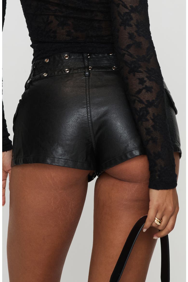 Born to Ride Faux Leather Shorts, Alternate, color, BLACK