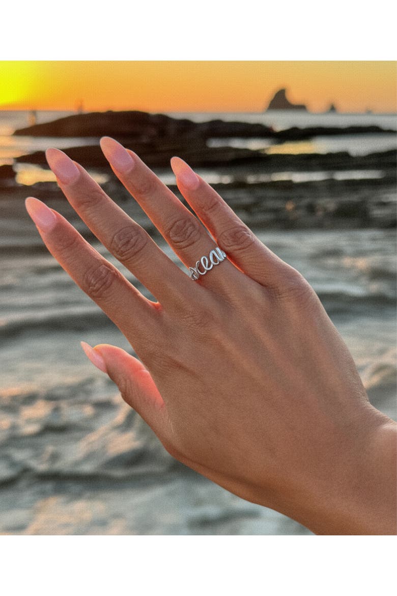 The Ocean Script Ring, Alternate, color, Sterling Silver