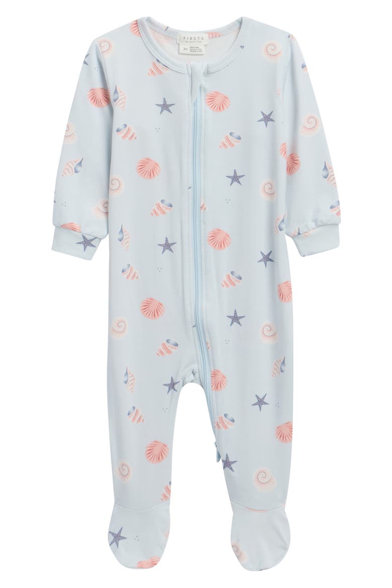 Shell Print Footie, Main, color, LIGHT BLUE