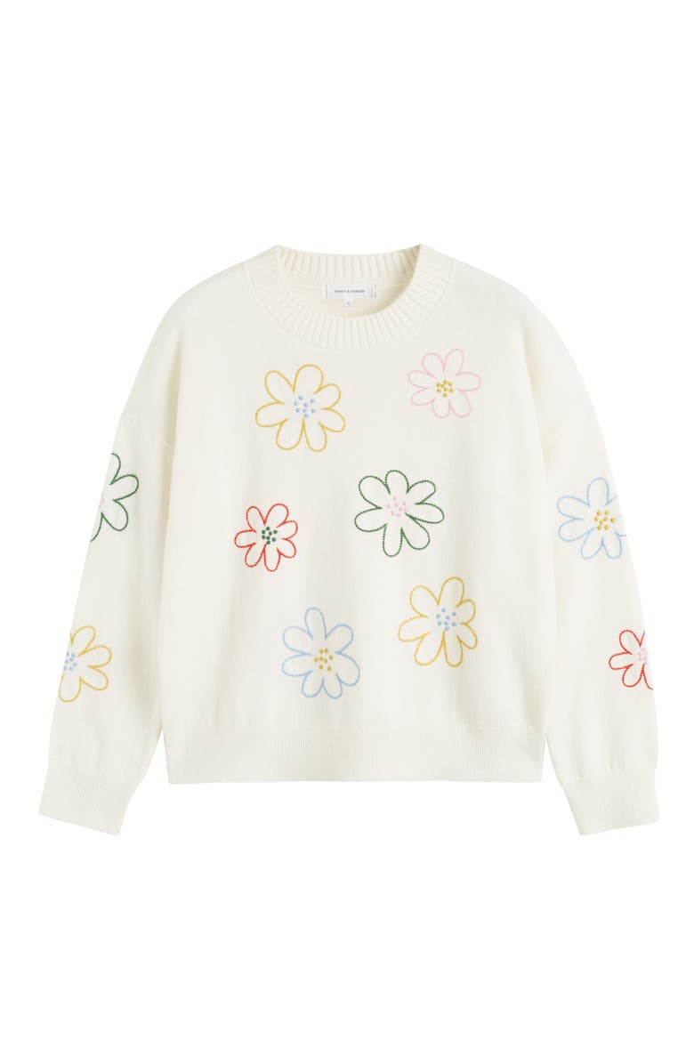 Chinti & Parker Wool-Cashmere Garden Floral Sweater, Alternate, color, Cream