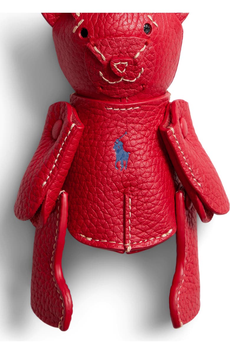 Polo Ralph Lauren Pebble Leather Polo Bear Charm, Alternate, color, Cherry