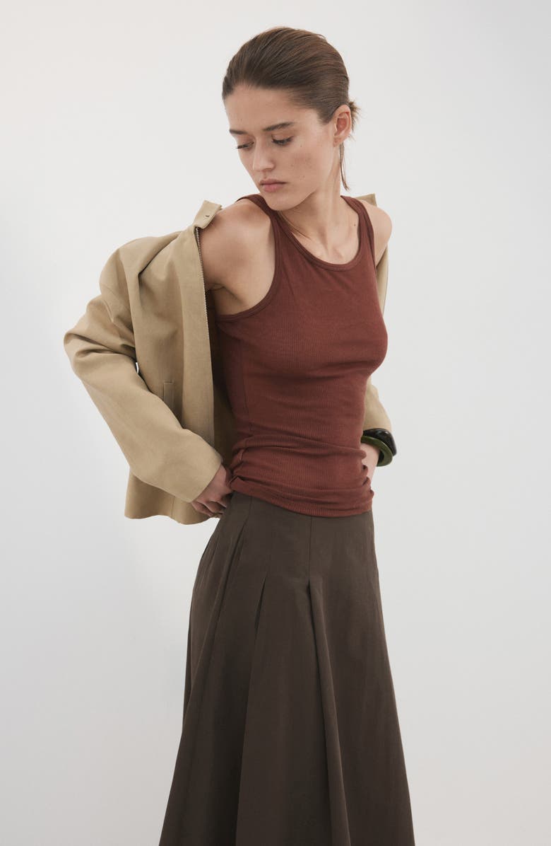 MANGO Pleated Midi Skirt, Alternate, color,