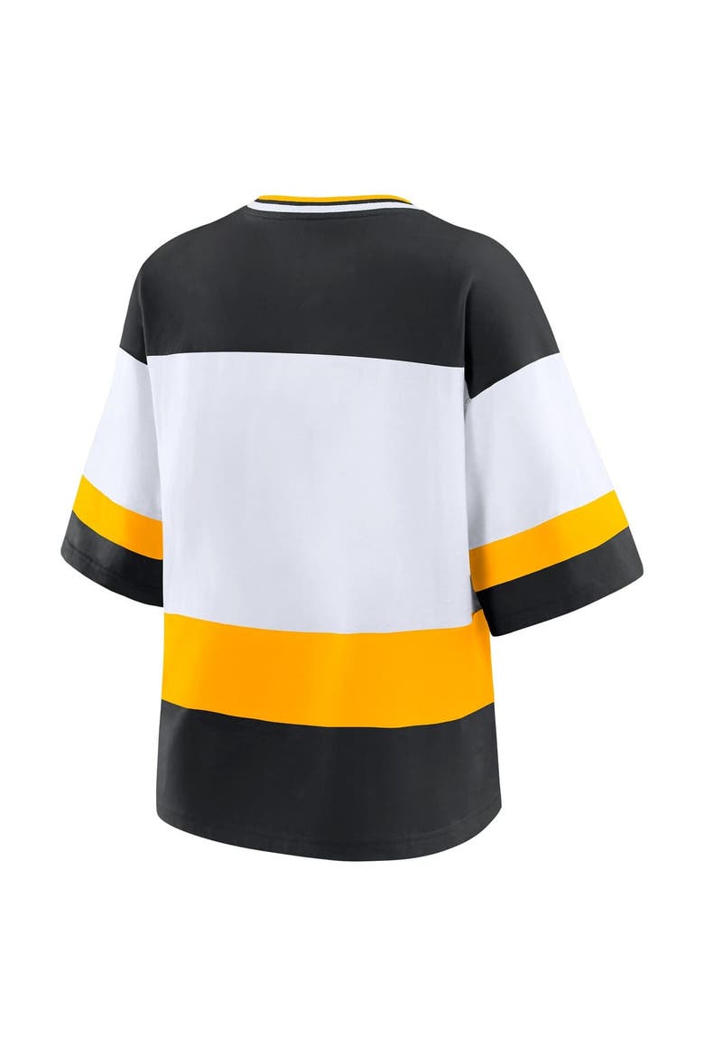 Women's WEAR by Erin Andrews Black/White Boston Bruins Jersey Style Tee, Alternate, color, Black